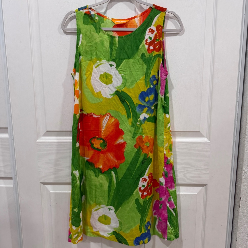 Jams World Honolulu Valley View Floral Rayon Shift Dress Small W3109-VAVI Green
